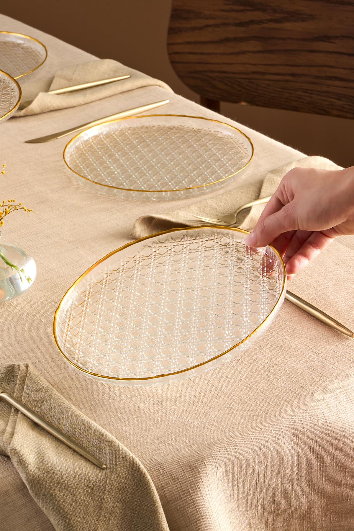 KARACA Rattan-Kuchen-Set, goldfarben, 7-teilig