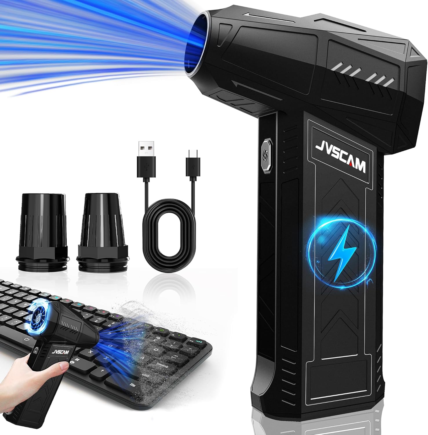 Compressed Air Duster - 180,000 RPM Electric Air Duster - with Brushless Motor, 3-Gear Adjustable Air Duster - for Keyboard, PC, Car, Air Bed, and Home Cleaning (X11)