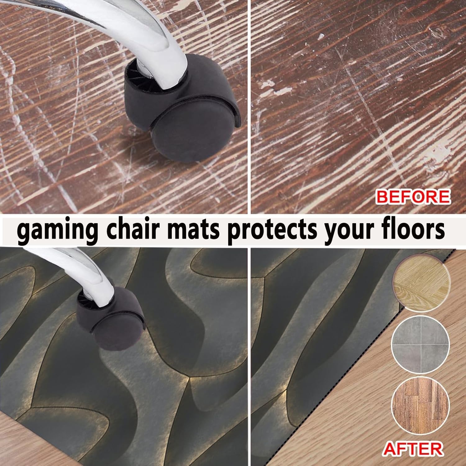 Gaming Chair Mat 130 x 150 cm Carpet Protector Mat for Gamers Office Chair Mat for Computer Desk Hardwood Floor Mat Gaming Aessories (Grey20 160 x 200 cm)