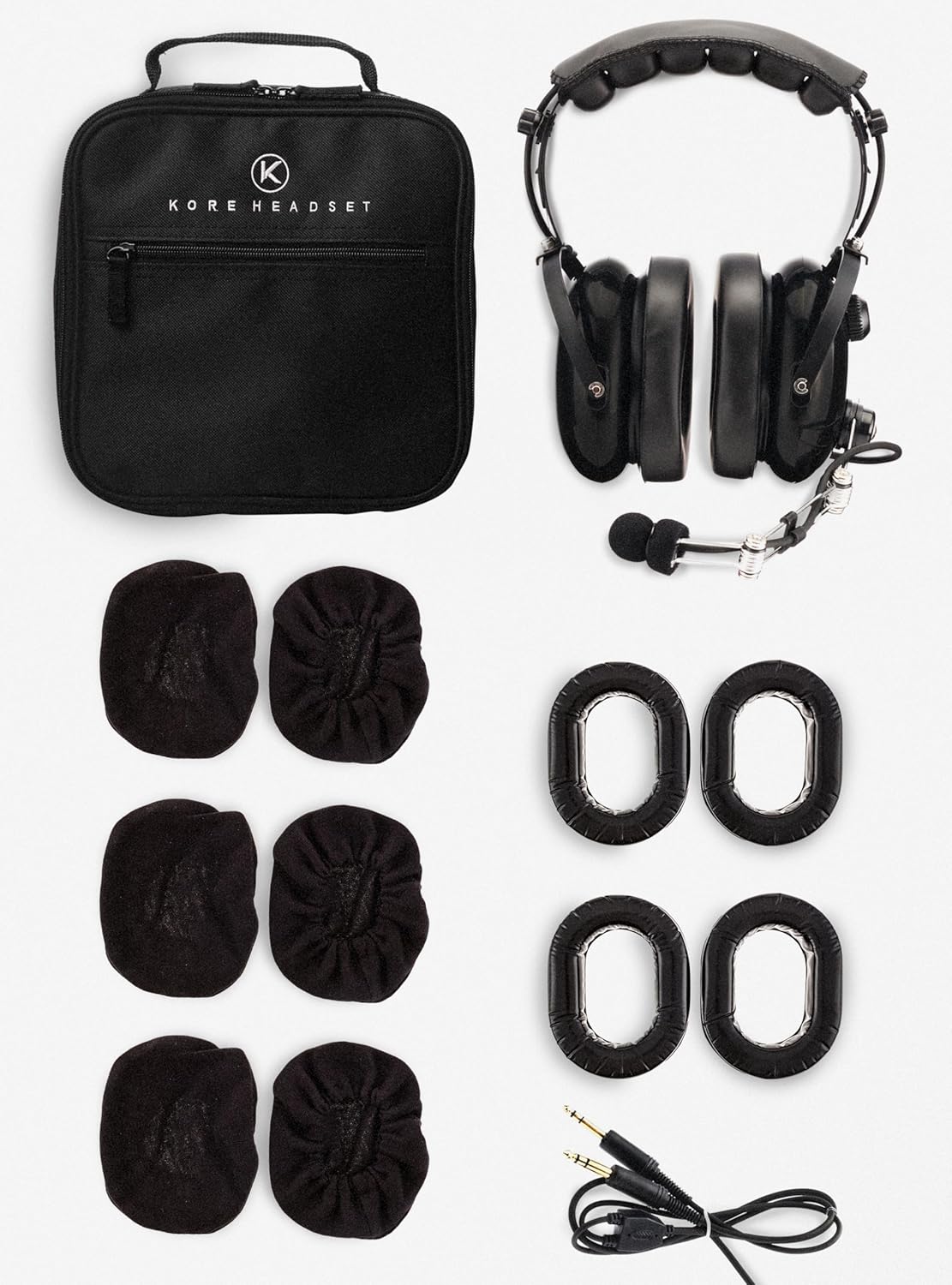 P1 General Aviation Headset with Pilot Headset Bag, 2-Pack Silicone Gel Ear Seal Replacement for Aviation, and 100% Cotton Ear Cloth Cover Pack of 3 Pairs