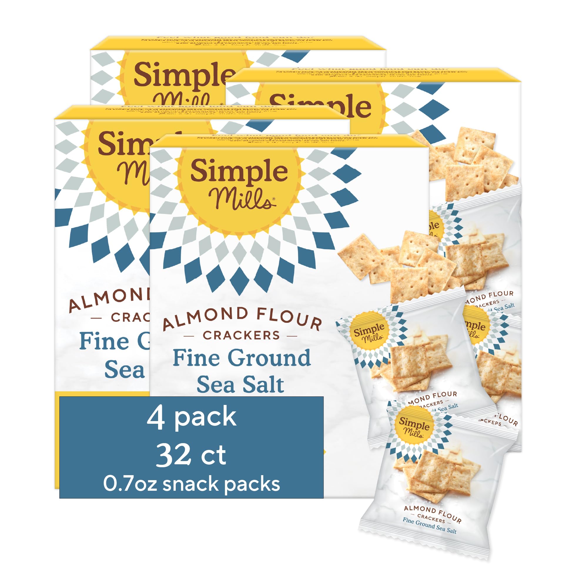 Simple Mills Almond Flour Crackers Snack Packs, Farm House Cheddar, Healthy Halloween Snacks for Kids, Cheese Crackers, Gluten Free, 8 Ct (Pack of 4)