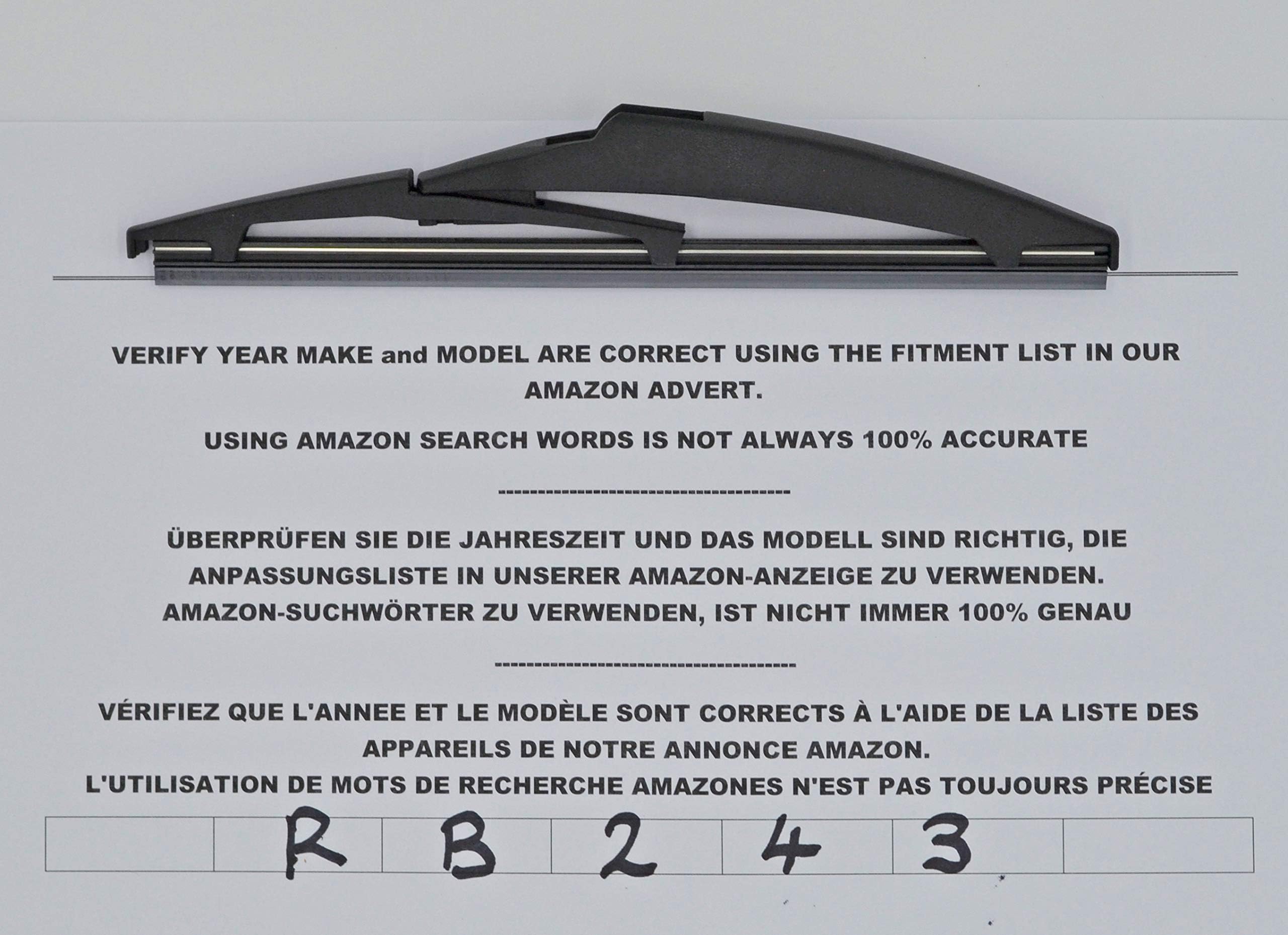 Exact fit Rear Wiper Blade 33cm RB243