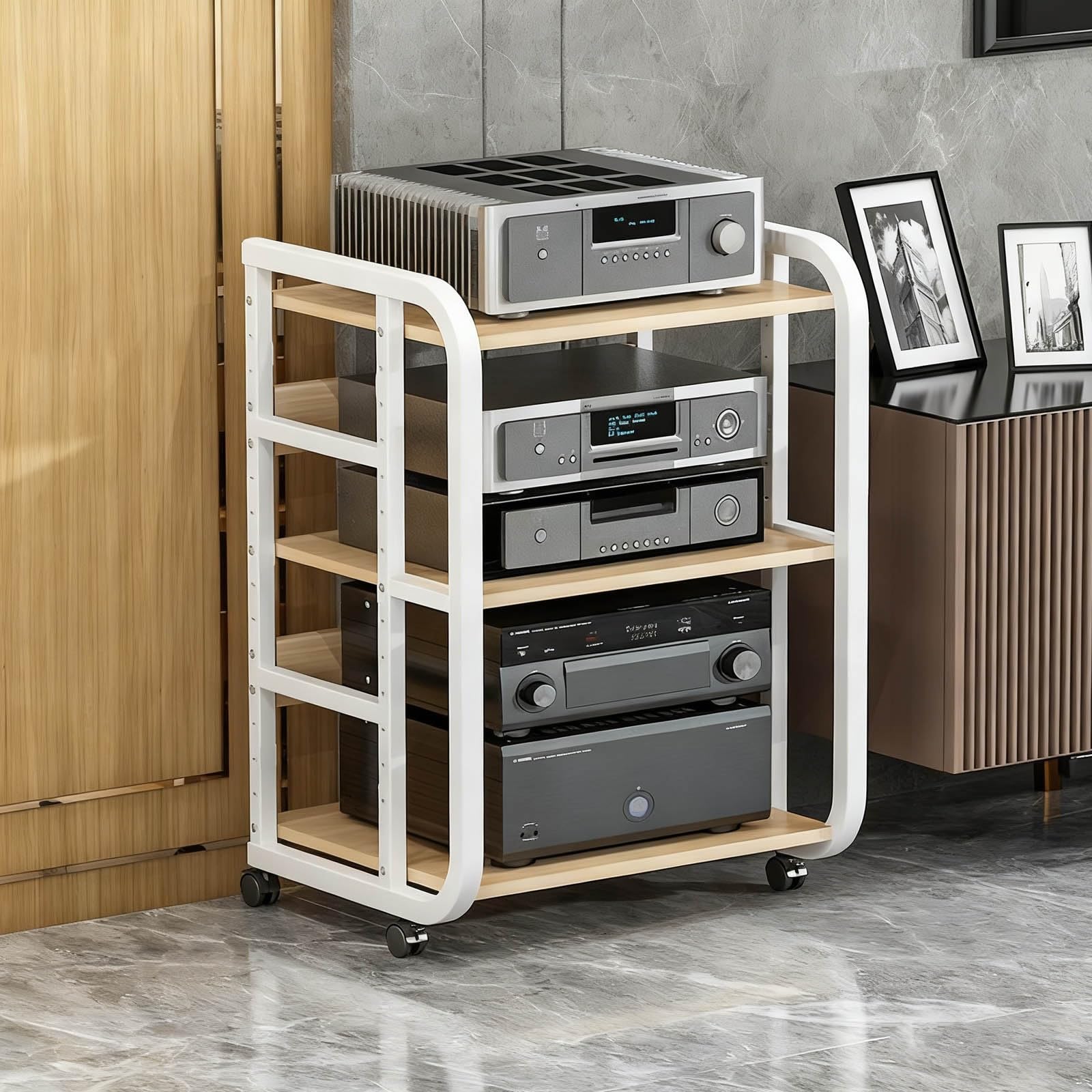 Soporte de consola de medios resistente para organizar equipos de cine en casa