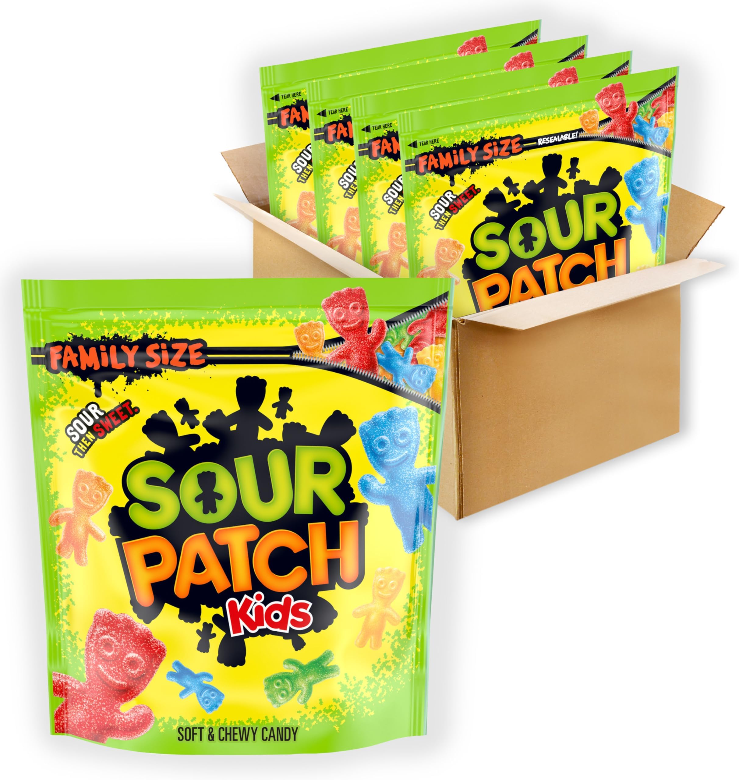 SOUR PATCH KIDS Soft & Chewy Candy, Family Size, Bulk Candy, 4 - 1.8 lb Bags