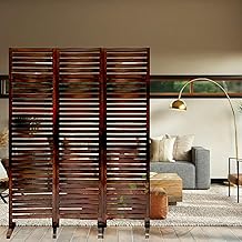 46Treeform Wooden Room Partition/Screen/Room Divider/Room Separator for Livng Room Bedroom Home Office Restarurant Hallway 20Inches Wide Each (2/3/4/5/6 Panel with Stands 6 Feet) (3 Panel)
