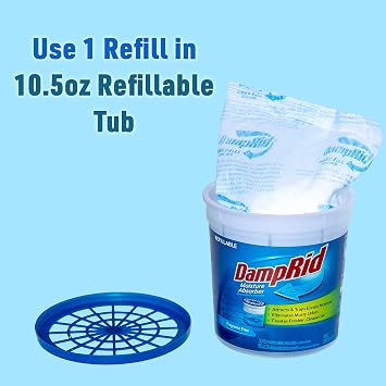 DampRid - Fragrance Free Moisture Absorber 10.5 oz. Easy Fill Refill Packs - 4 count Attracts & Traps Moisture for Fresher, Cleaner Air