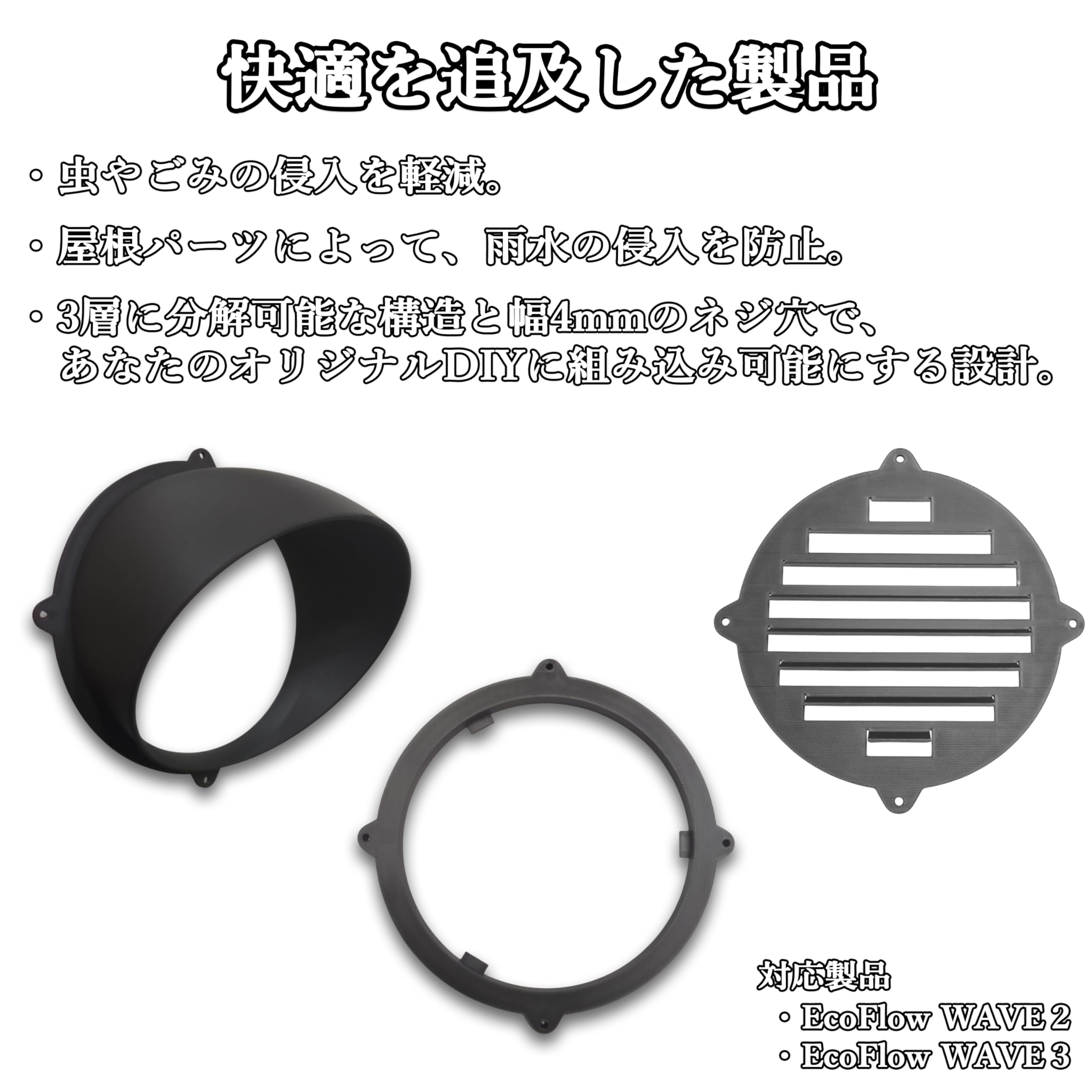 Amazon.co.jp: [NemRily] for EcoFlow WAVE2 / WAVE3 ダクトカバー