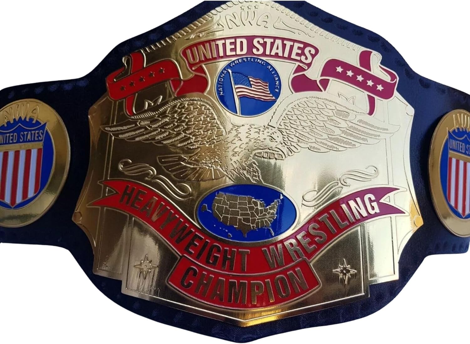 NWA United States Heavyweight Wrestling Championship Belt, 4MM Brass Plates, Adult Size Replica Title Belt for Collectors, Wrestling Fans