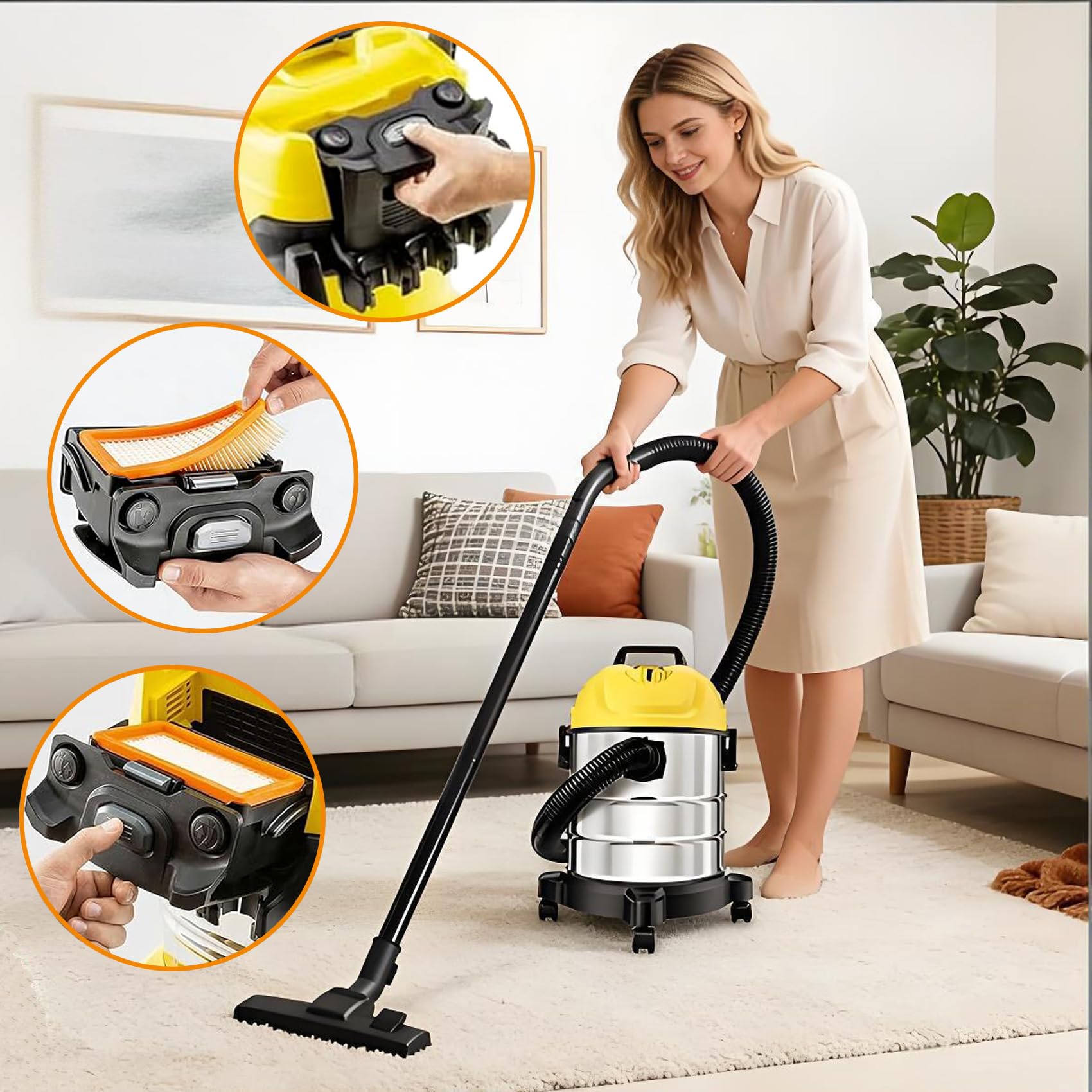 Filtr trzyetapowy do oczyszczaczy pod ciśnieniem [WD4, WD5, WD6 / MV4, MV5, MV6] – trzy płaskie filtry do oczyszczania drobnej pyłki i zapachów – zastępuje modele 2.863-005.0 i KFI 4410