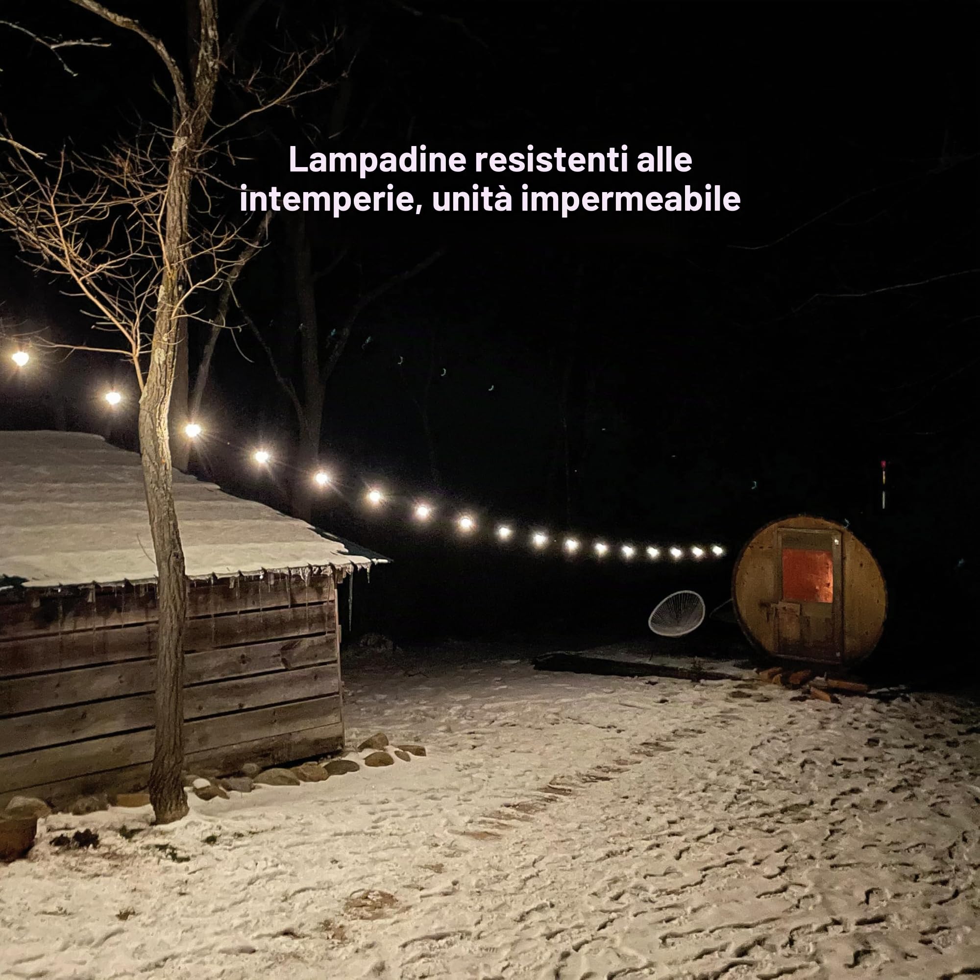 MPOWERD Luci Solar String Lights + Power Hub: Bianco 44 'Ricaricabile tramite Solare o USB-C, Cavo staccabile 13,4 m, LED 140 Lumen, Durata fino a 40 ore, Impermeabile, Campeggio, Piscina/Patio