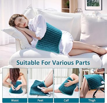 Heating pad for Back/Shoulder/Neck/Abdomen, Heating Pads for Period Cramps with 6 Fast Heating Settings, Auto-Off, Machine Wash, Birthday Gifts for Women Mom Men Dad, Extra Large 12x24, Blue