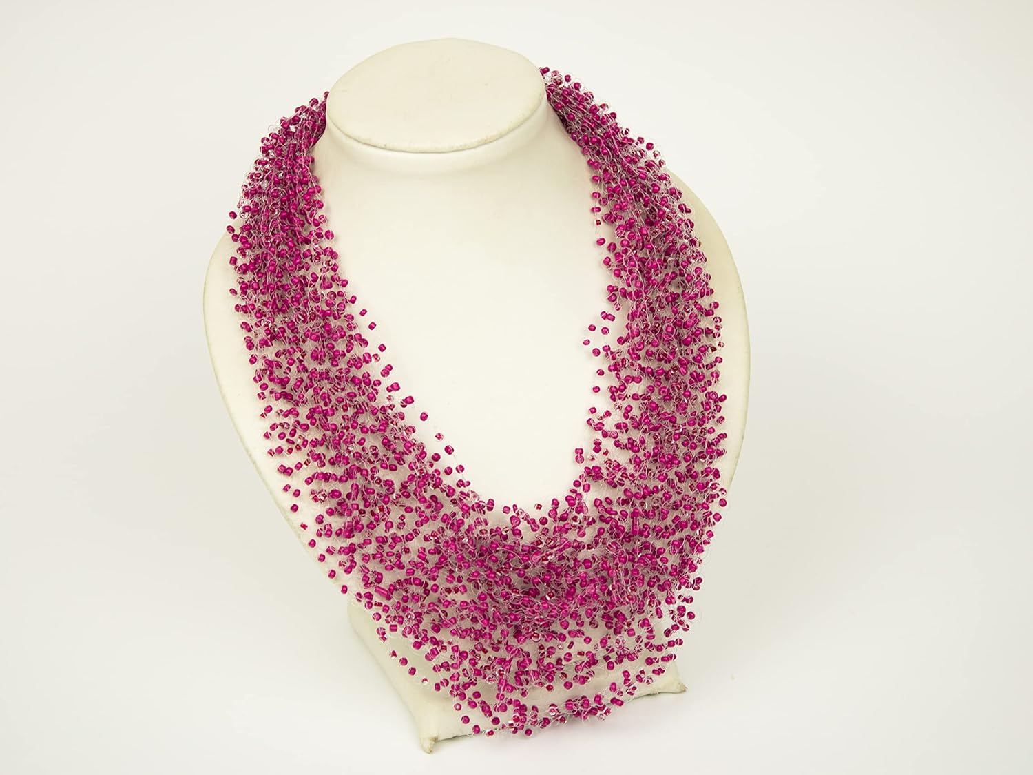Handmade Pink Magenta multi strand necklace Bib women jewelry Chunky fuchsia statement necklace beaded Unique Designer