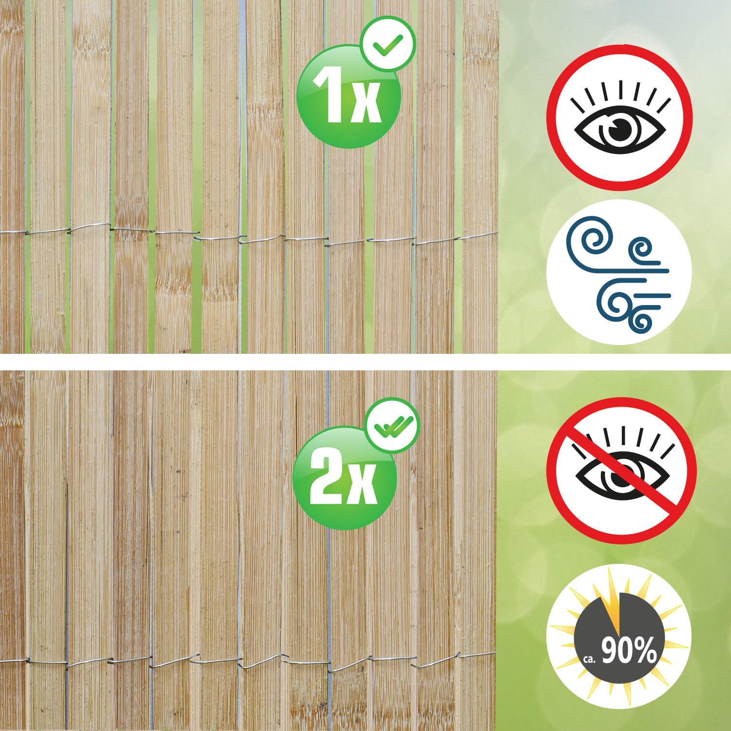 UrFence La Tua Oasi: 120x300 Schermo Privacy in Bambù - Frangivista Balcone - Canna Naturale Ombreggiante per Terrazza Giardino Patio - Copertura Ringhiera Recinzione Separatore Esterno Canniccio