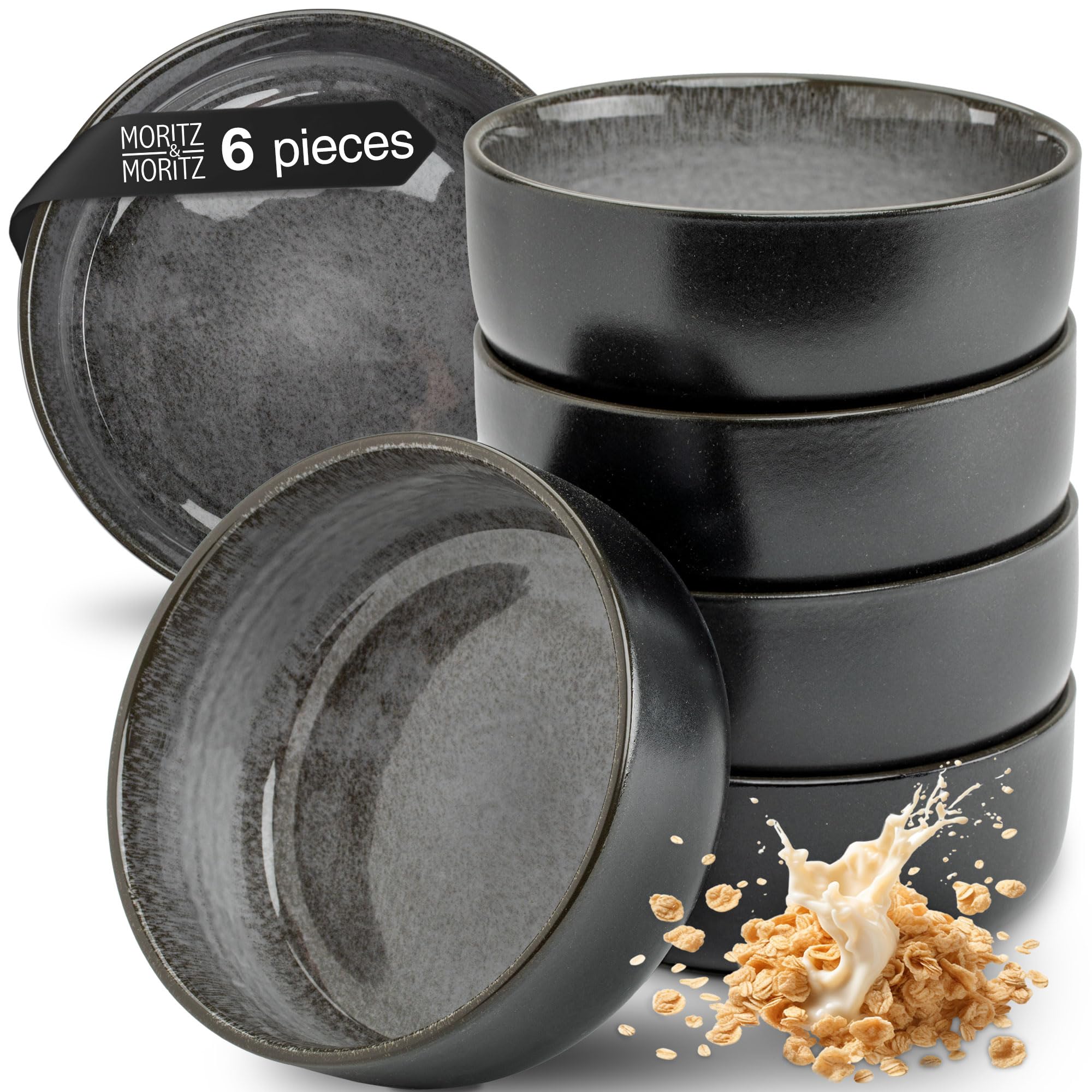 Moritz & Moritz VIDA Cereal Bowls Set of 6-15cm | 610ml / 21 oz Deep Bowls for Breakfast, Soup, Salad & Snacks - Durable, Stylish, Microwave & Dishwasher Safe