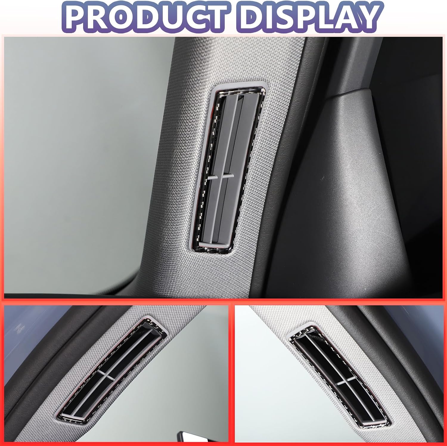 Car Inner Door A Pillar Air Outlet Trim Frame Compatible with BMW 5 Series G60 2024,Center Console Dashboard Panel Side A/C Air Outlet Vent Cover Trim Accessories 2PCS (Black Carbon)