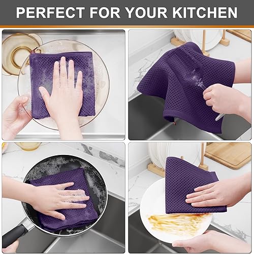 Miniatura 488 de Kitinjoy - Paños de cocina 100% algodón, paquete de 6 paños de cocina ultra suaves y absorbentes para secar platos, toallas de cocina de secado