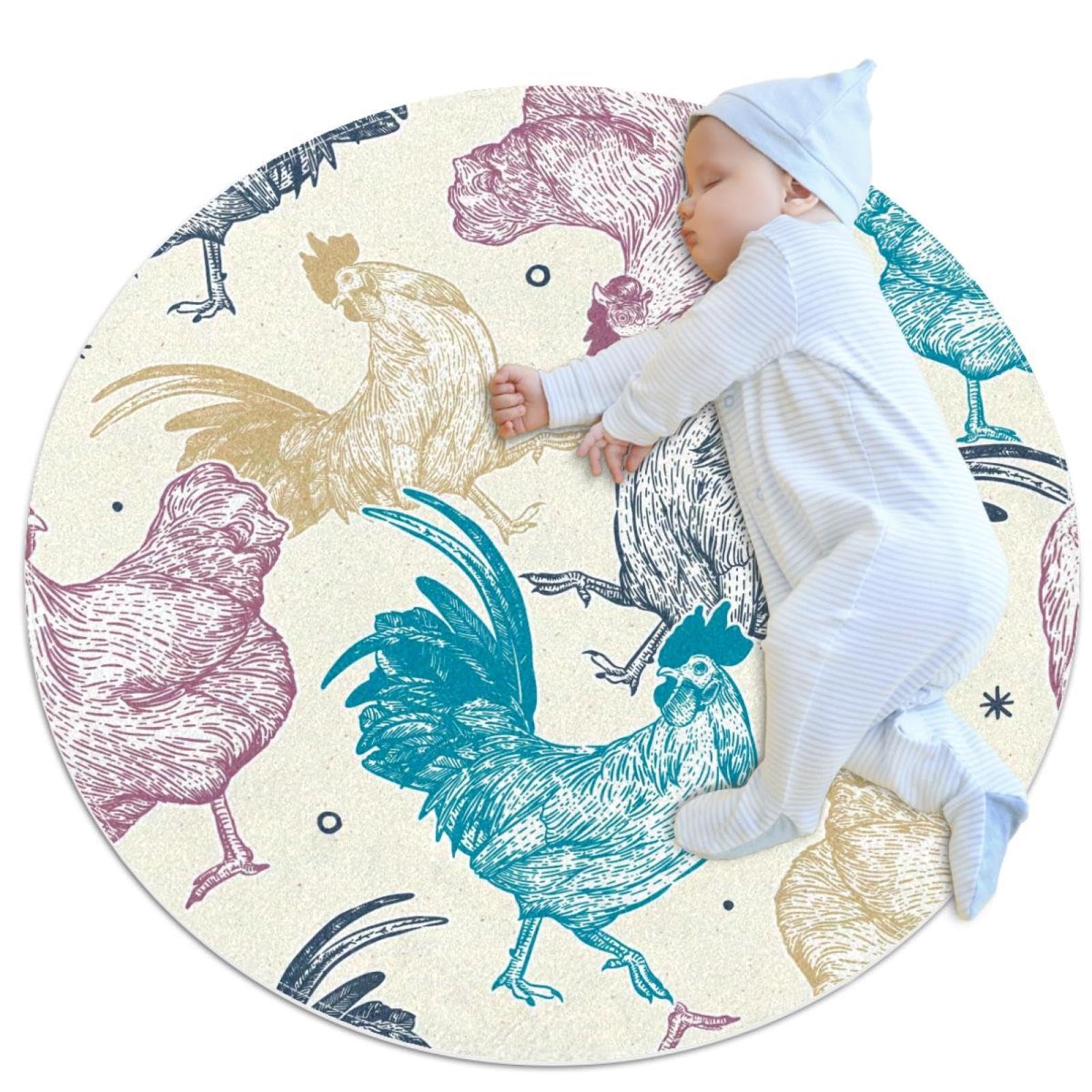 Tapis de salle de bain poulets colorés pour chambre enfant