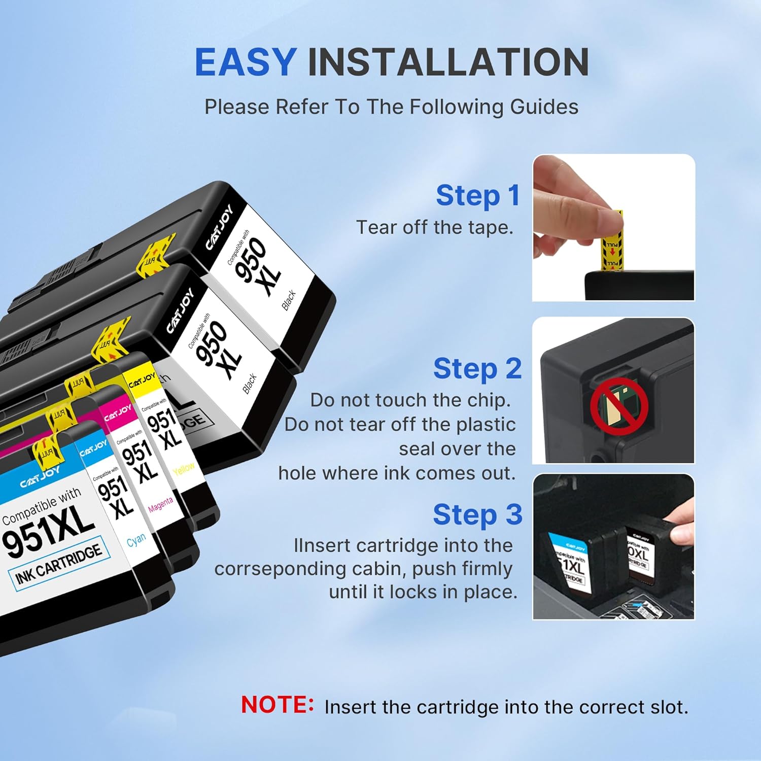 950XL and 951XL Ink Cartridges Combo Pack Replacement for HP 950 951 / 950XL 951XL Ink Cartridges Compatible for HP OfficeJet Pro 8600 8610 8615 8620 8100 8630 8660 8640 276DW 251DW (5 Pack 950 951XL)