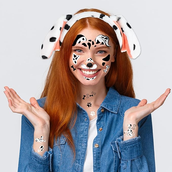 Diadema de Orejas de Dálmata y Tatuajes Temporales para Halloween miniatura 7