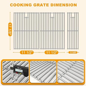 Grill Replacement Parts for Nexgrill 720-0882A Evolution Infrared Plus 5-Burner, Cooking Grates Heat Plates and Burner Tubes Kit for Nexgrill 5 Burner 720-0882AE 730-0882 730-0882AE, Stainless Steel