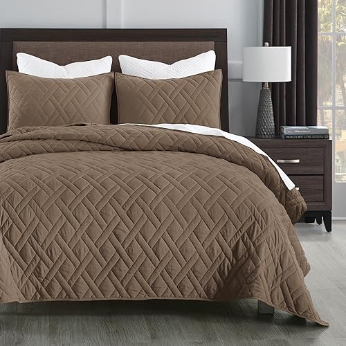 Horimote Home Juego de edredón, ropa de cama, colcha queen, geométrico clásico, costura de diamante, ultrasuave, ligero, microfibra, todas