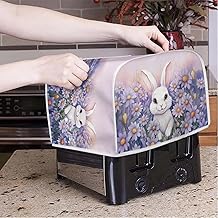 Poceacles Easter Bunny Toaster Covers, 2 Slices, Wide Slot, Dustproof Fingerprint Protection and Greasy Protection, Anti-Sputtering, Washable, Women Gift, S