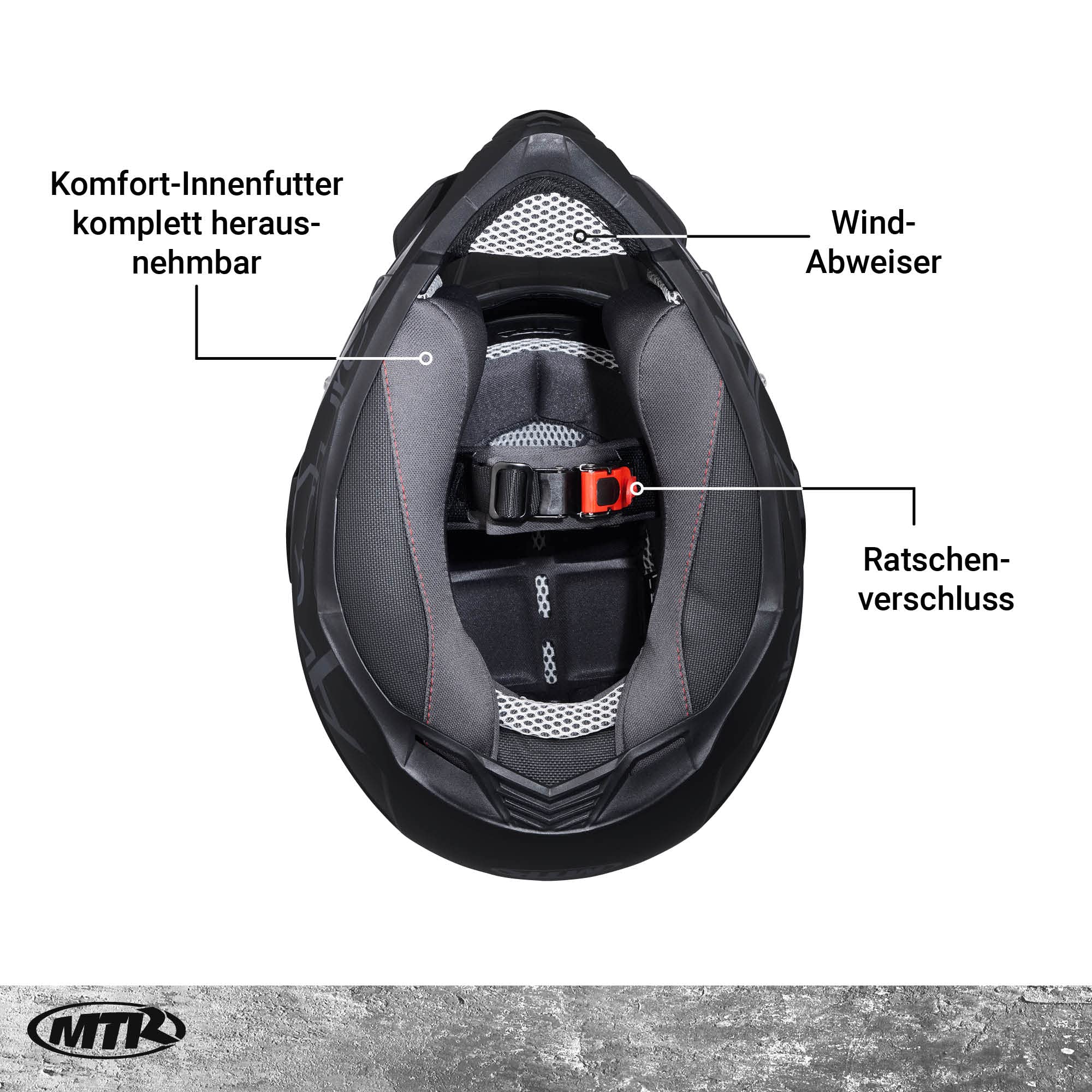 MTR SX-1 Evo Integral- & Crosshelm, ECE 22.06 Geprüfter Motorradhelm, Getönte Sonnenblende Integriert, Crosshelm mit Visier, Motorrad Helm mit Belüftung, Inklusive Wind- & Atemabweiser, XS-XXL