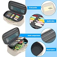 Large Capacity Pencil Case & Makeup Bag - Multi-Slot Organizer With Handle, Waterproof Oxford Fabric, For Office, School, Travel