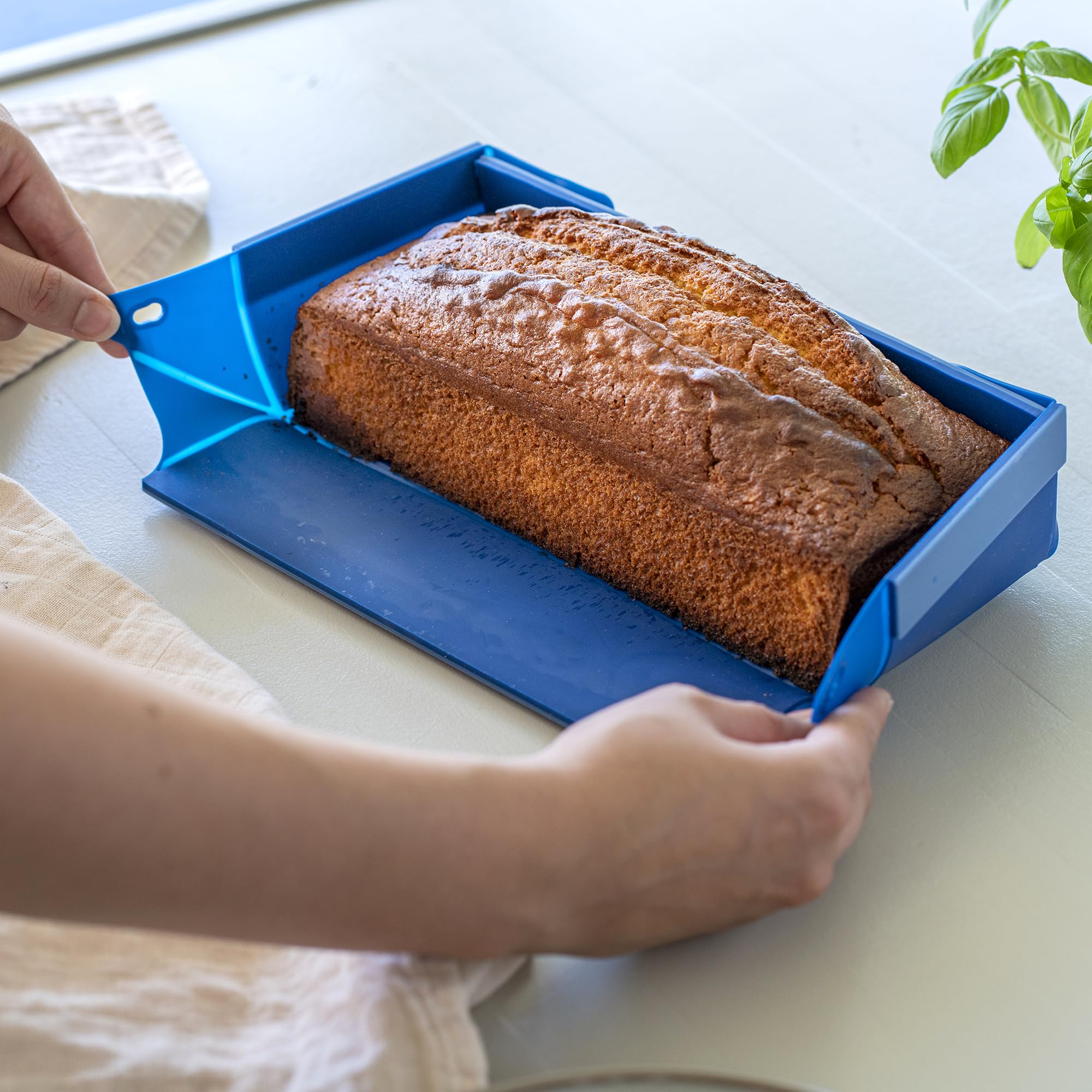 coox WUNDERFORM L - die faltbare Kastenform mit Metallverstärkung - Backen & Servieren in Einem I Antihaft-Silikon I Spülmaschinenfest I Kein Stürzen I BPA-frei Blau