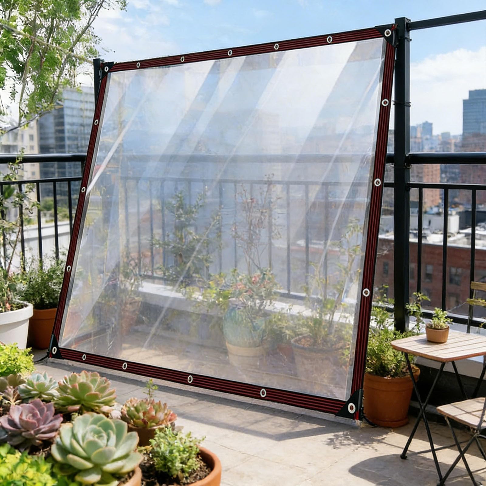 Lonas impermeables exterior transparentes para evitar humedad y suciedad en el jardín