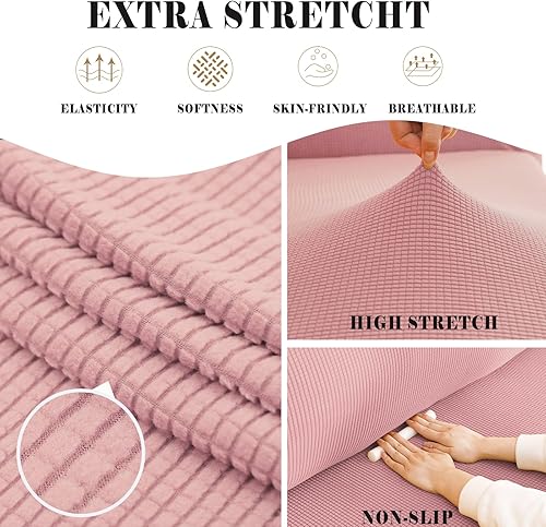 Miniatura 2 de Qubjus Funda Elástica para Sofá Loveseat Fundas para Sofá de 2 Cojines Funda Suave para Sofá Protector de Muebles Tela Jacquard Cuadros Pequeños con