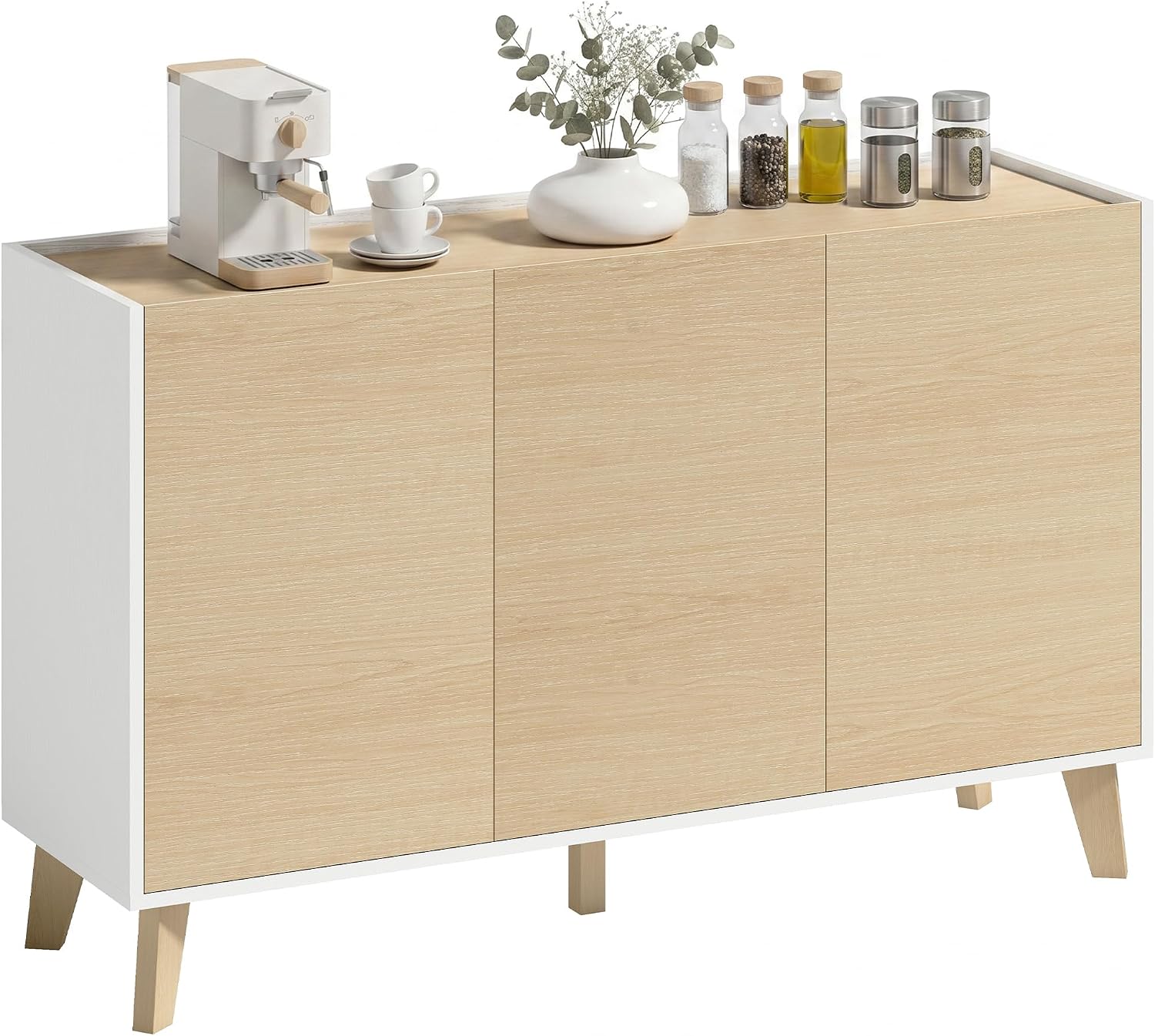 HOMCOM Credenza 3 Ante Soft-Close 120x35x73.5 cm Legno/Bianco