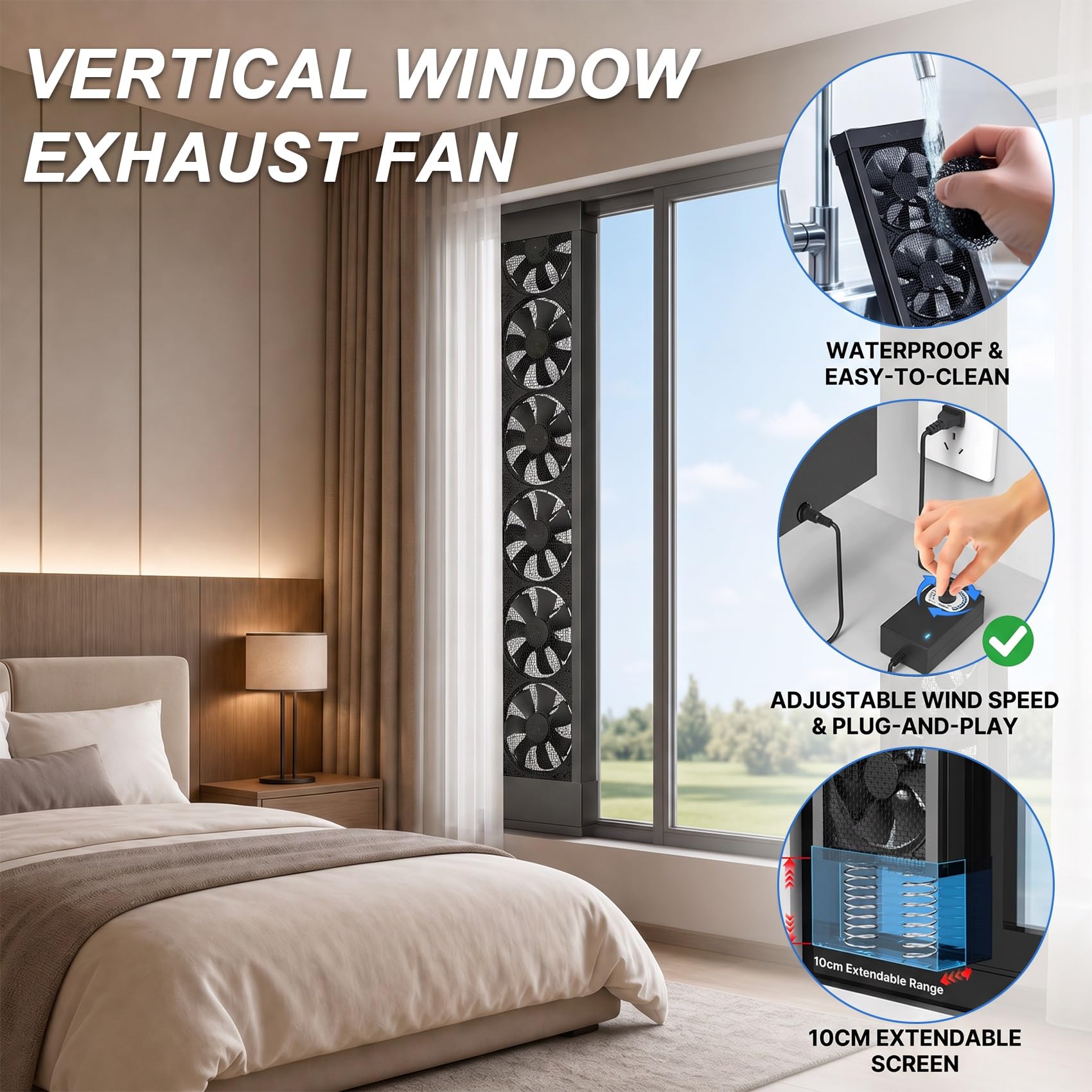 Vertikaler Fensterventilator für Schiebefenster, Fenster Abluftventilator