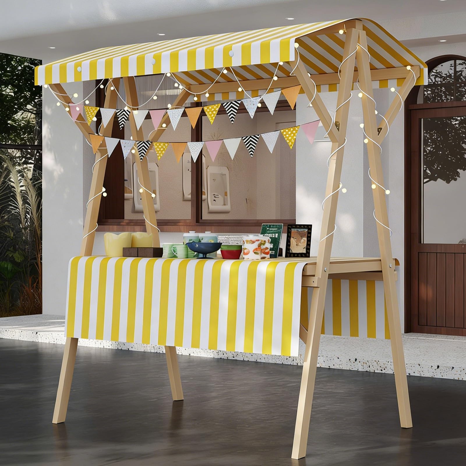 Carrello portatile per alimenti, 120 cm, giallo per eventi, mercati agricoli, festival e catering, soluzione mobile ideale per camion alimentari e venditori all'aperto