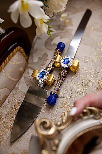 Vista 4 de Royal blue and gold Wedding Set, Personalized, Guest book, Wedding glasses Royal blue and gold wedding, Card box Royal blue wedding, Pillow