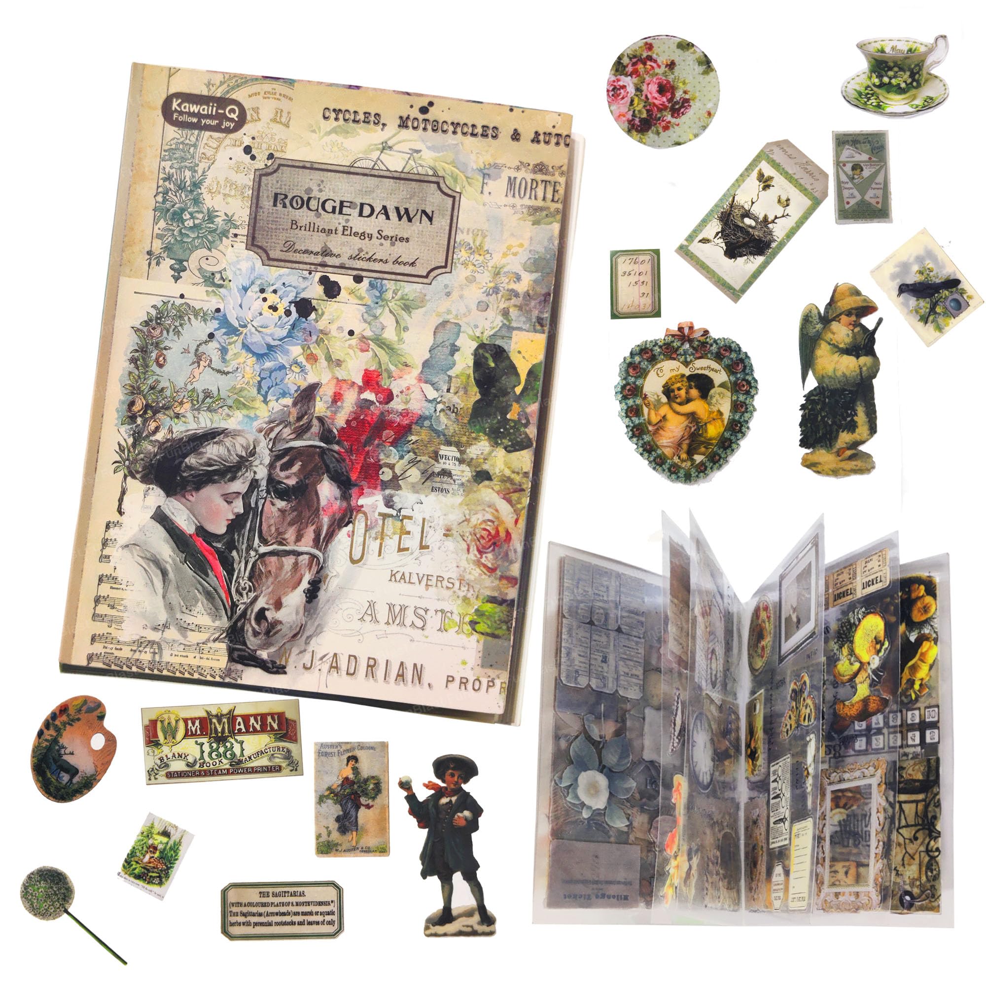 Sticker Book Set – 20 Sheets/150+ Paper Magazine Sticker Booklet, Decoration Stickers Book, Sticker'zs for Project, American Style Sticker's, Journals, Scrapbooking (B)