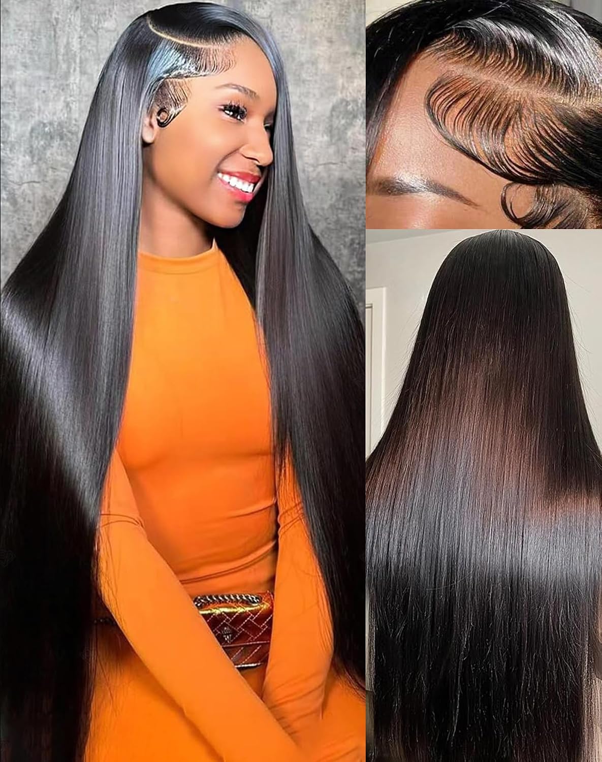 MrBoyce 30 Inch 13x6 Straight Wigs Human Hair 200 Density HD Transparent Multi-Skin Lace Front Wigs Human Hair Pre Plucked Real frontal Wig Can Last 6-9 Months Natural Black for Women