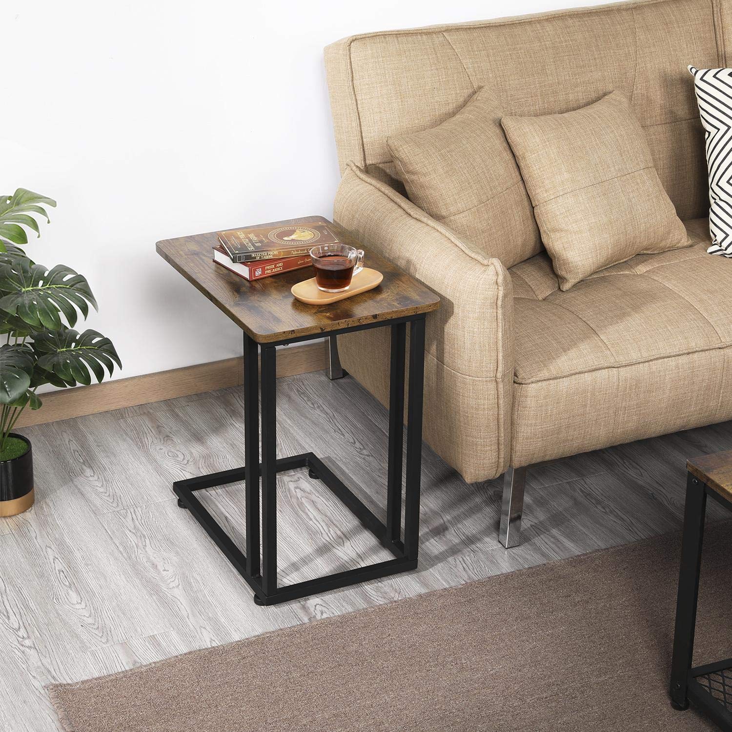 Yaheetech 2 x Mesa Auxiliar con Ruedas 50 x 35 x 60 cm para Salón Sofá Cama Dormitorio de Café Estilo Vintaje Retro Mesita Lateral Ordenador de Madera