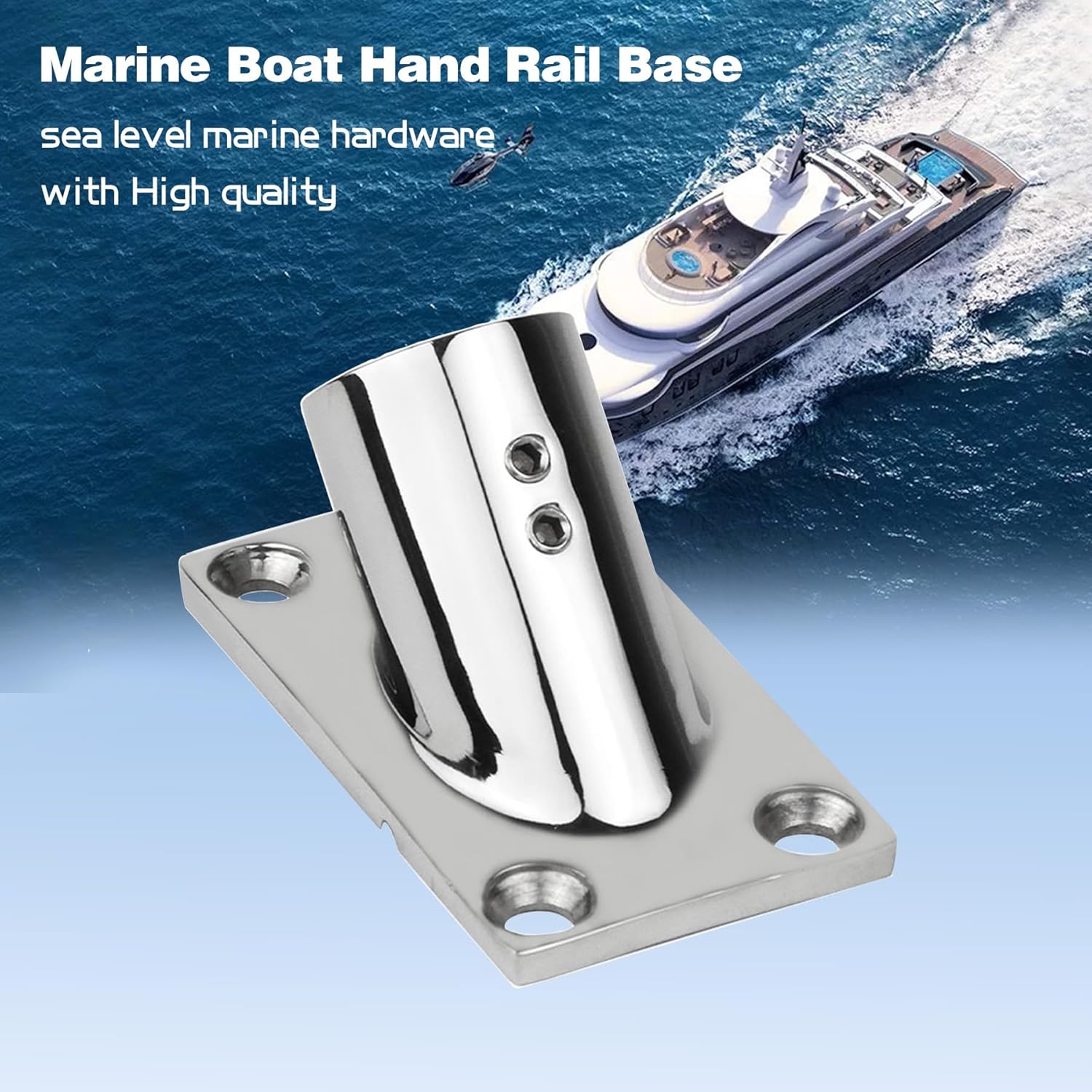 SHENGHUISS Boat Hand Rail Fitting Heavy Duty 316SS Marine Square Base with L Shape Hex Key and Screws