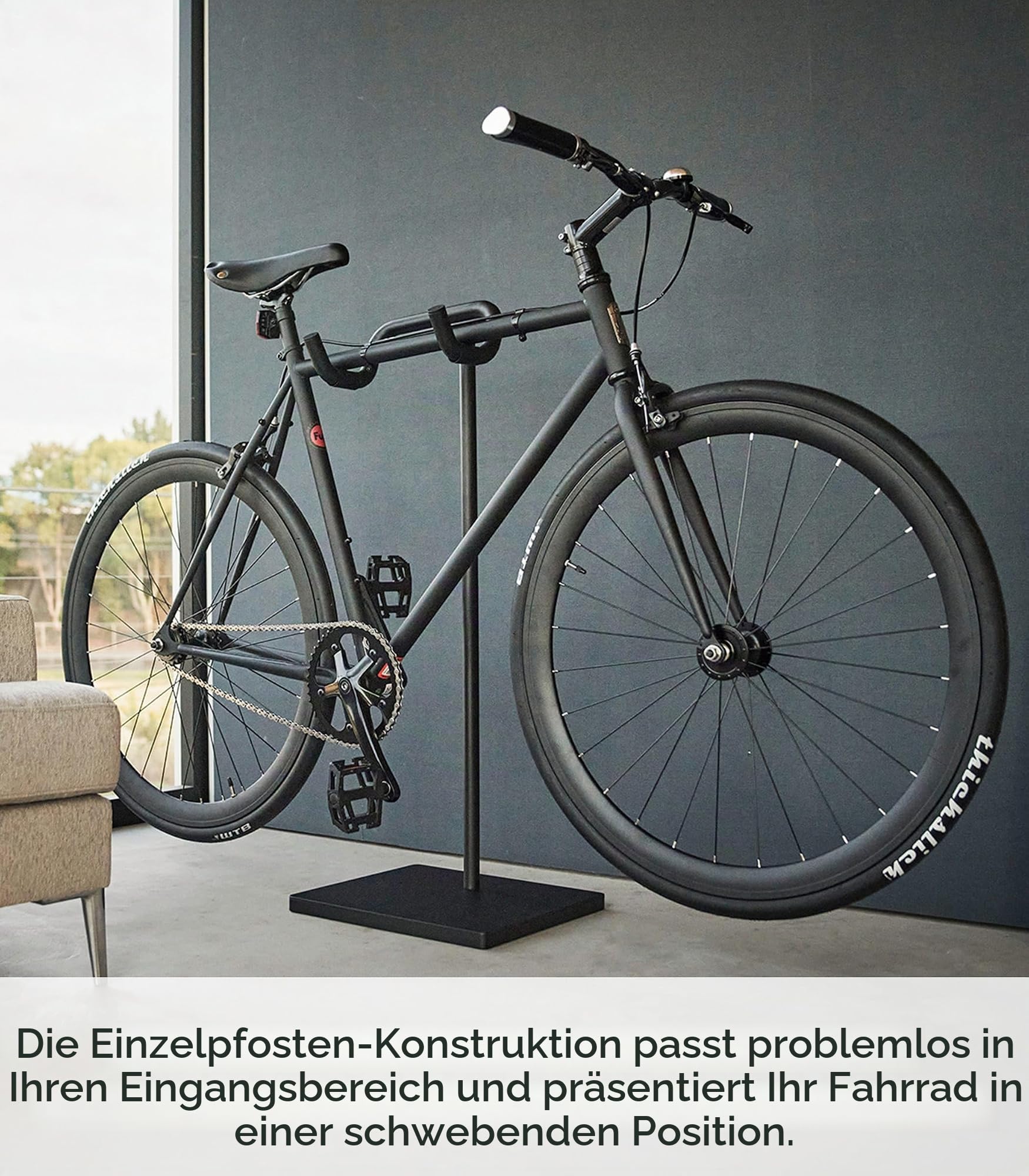 YAMAZAKI 1966 TOWER Fahrradständer, schwarz, Stahl/Polypropylen/Silikon, minimalistisch, 38 x 33 x 94 cm Sport & Freizeit