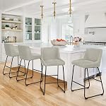 LUE BONA 26 Inch Counter Height Bar Stools Set of 4, Faux Leather Upholstered Barstools, Barstool with Back, Comfortable Bar Chairs, Modern Counter Stools for Kitchen Counter Island