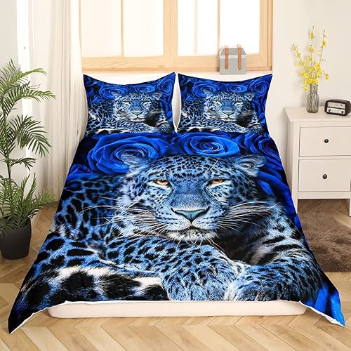 Miniatura 3 de Feelyou Funda de edredón de leopardo, estampado de guepardo, safari, para niños y niñas, funda de edredón de animales salvajes, decoración de