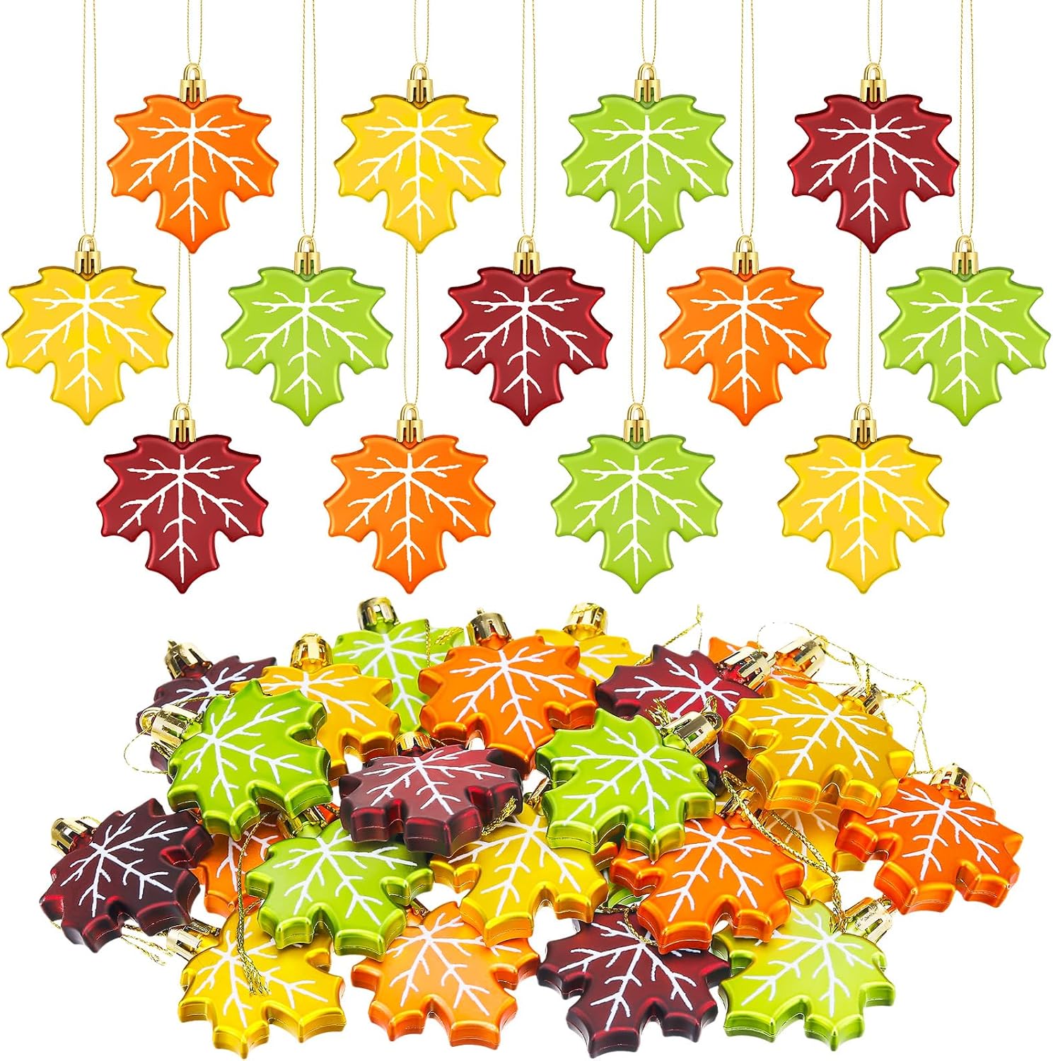Zeyune 24 Pcs Fall Tree Ornament Maple Leaf Decoration,Classic Maple