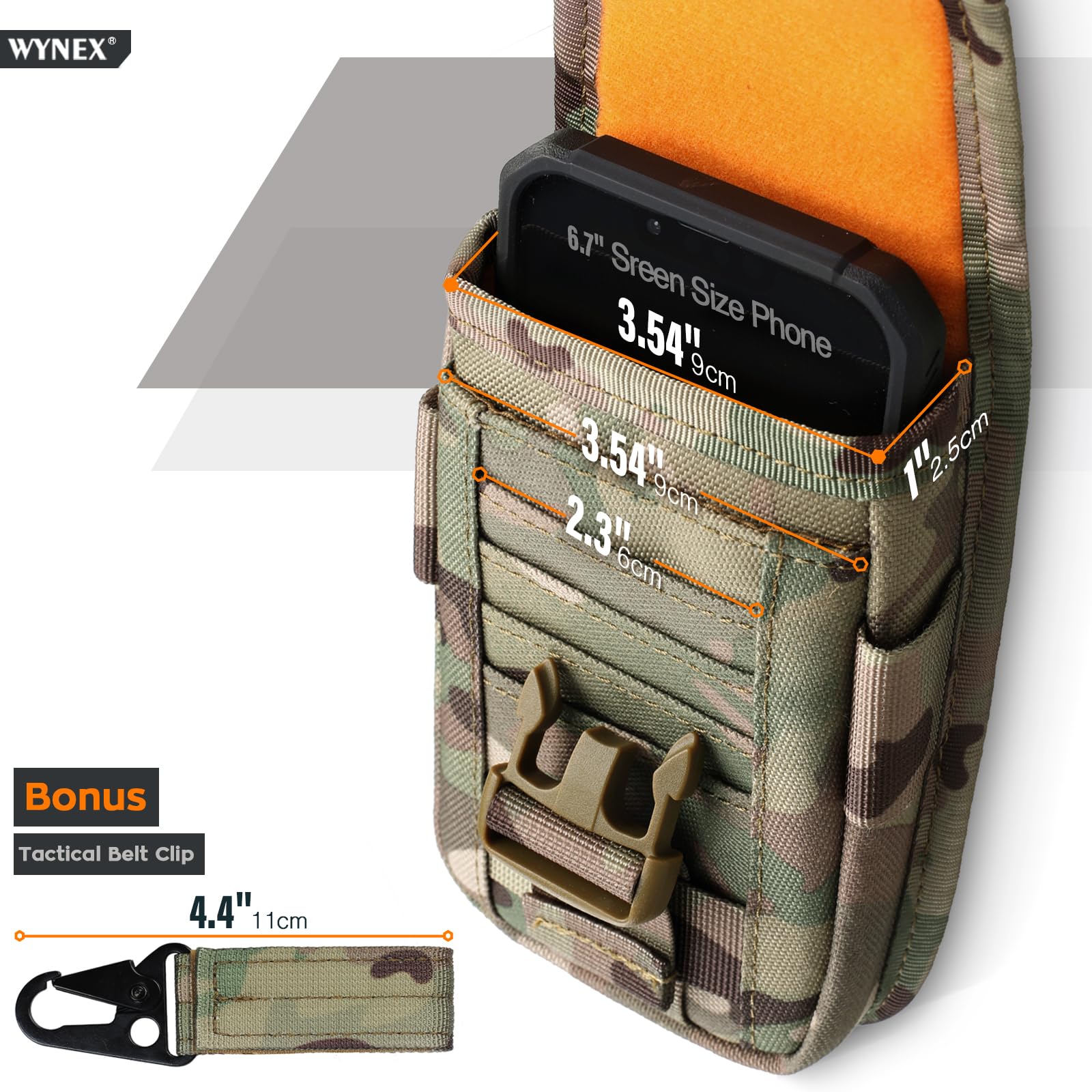 Pochette Tactique Ceinture Pour Téléphone WYNEX – Avec Boussole, Système MOLLE, Nylon 1000D, Pour Randonnée