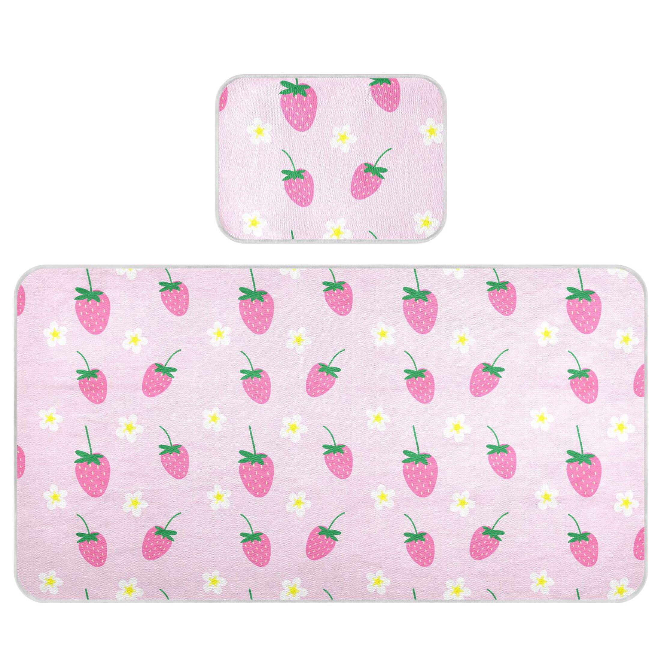 Takiito Strawberries Baby Cooling Mattress Pad, Soft & Breathable Cooling Mat Keep Baby Cool in Summer 28x52 in, Nursery Essential