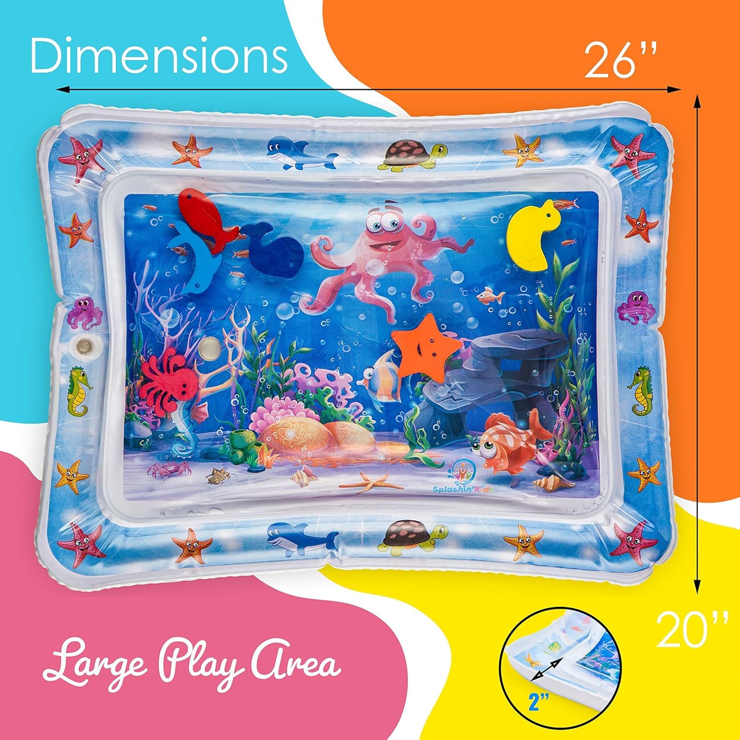 Zeccorp Tummy Time Water Mat for Babies | Sensory Play Babies for 6-12 Months | Newborn Baby Essentials | Water-Filled Activity Mat | Baby Gifts | Fun Activity Play Center Indoor and Outdoor Activity | Pack of 1 - Image 3 thumbnail