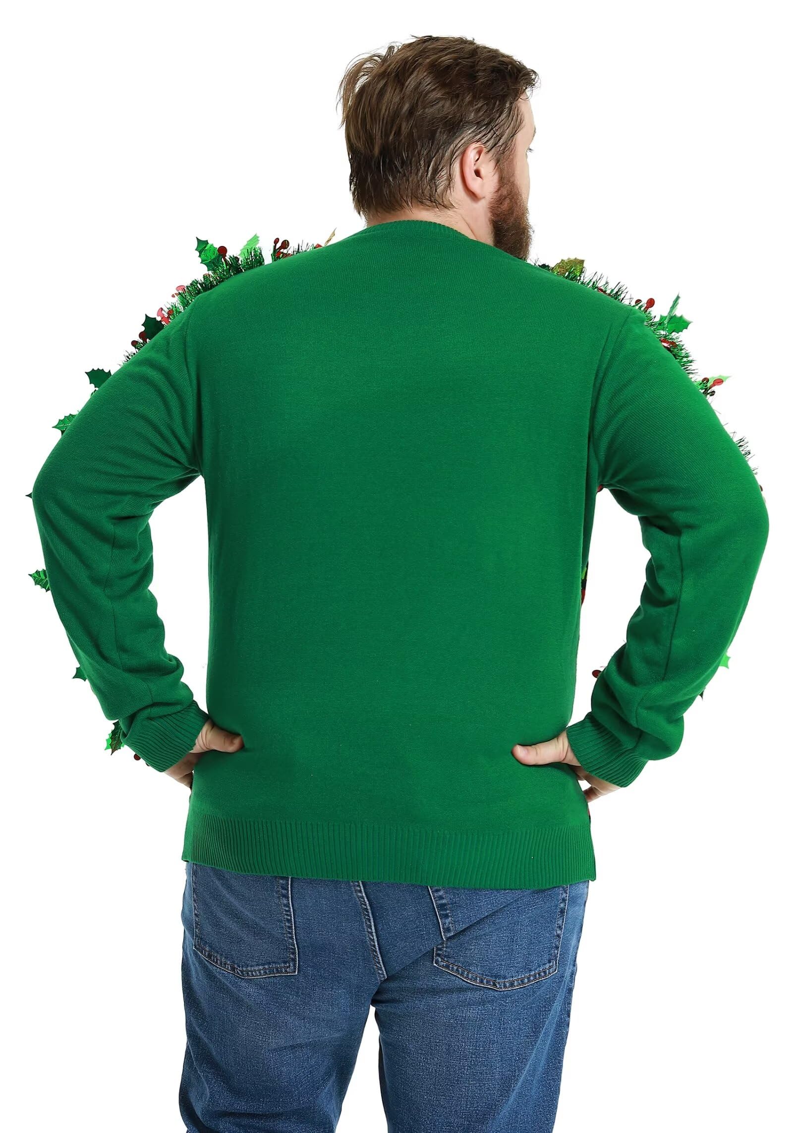Suéter feo de Navidad unisex para hombre, divertido suéter de punto con patrón clásico Fairisle 3D, Festive Arm Candy, X-Large