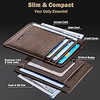 Vista 4 de Travelambo Billetera delgada con bolsillo delantero y clip para el dinero con bloqueo de identificación por radiofrecuencia, talla única
