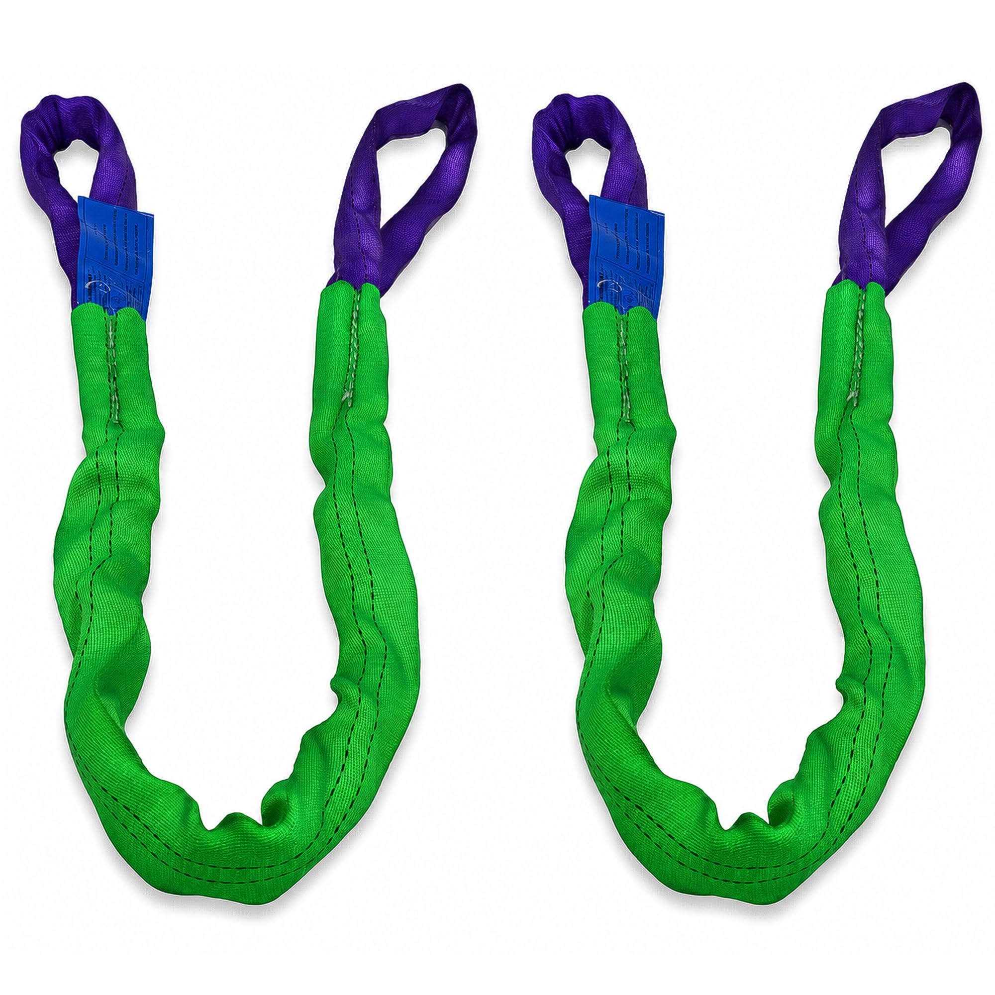 Cinghie di sollevamento in poliestere resistente, 5,1 cm x 2,3 m, verticale, 1,995 kg, girocollo da 1,596 kg, cestino da 3,991 kg, confezione da 2 (verde/viola)