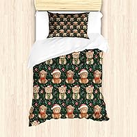 Vista 147 de Ambesonne Juego de funda de edredón de baloncesto, silueta de jugador de baloncesto, promoción de campeonato de competencia de atleta, juego de ropa